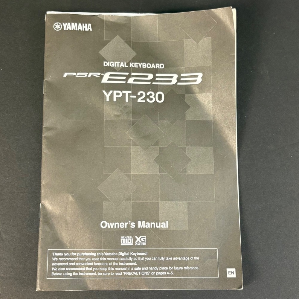 Yamaha PSR-E233 YPT-230 Digital Keyboard Owners Manual Guide English 2011